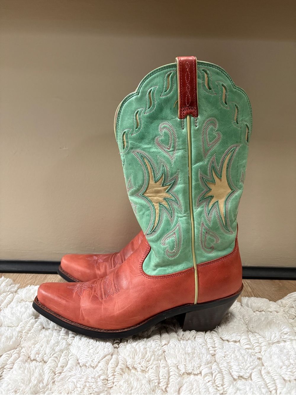 Ariat Women's Manzanita Western Boots Size 7.5 | Pink Green Leather Boho Cowgirl - Picture 6 of 14